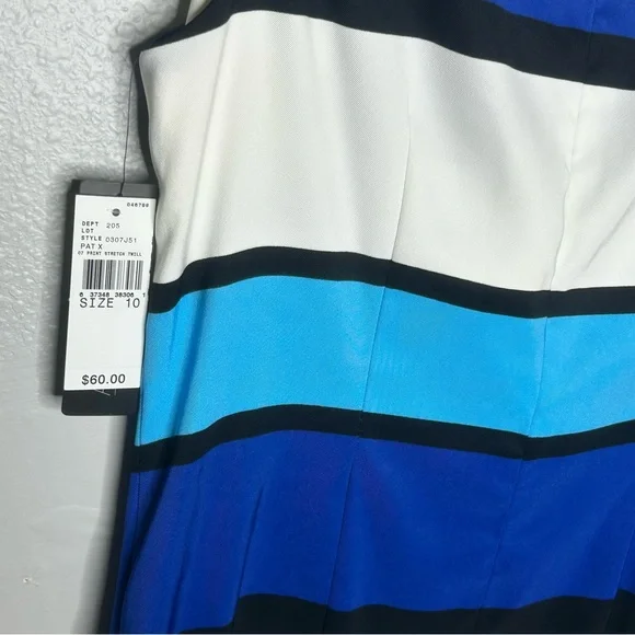 AGB Blue and White Striped Sheath Spring Event Work Business Dress - Picture 4 of 6